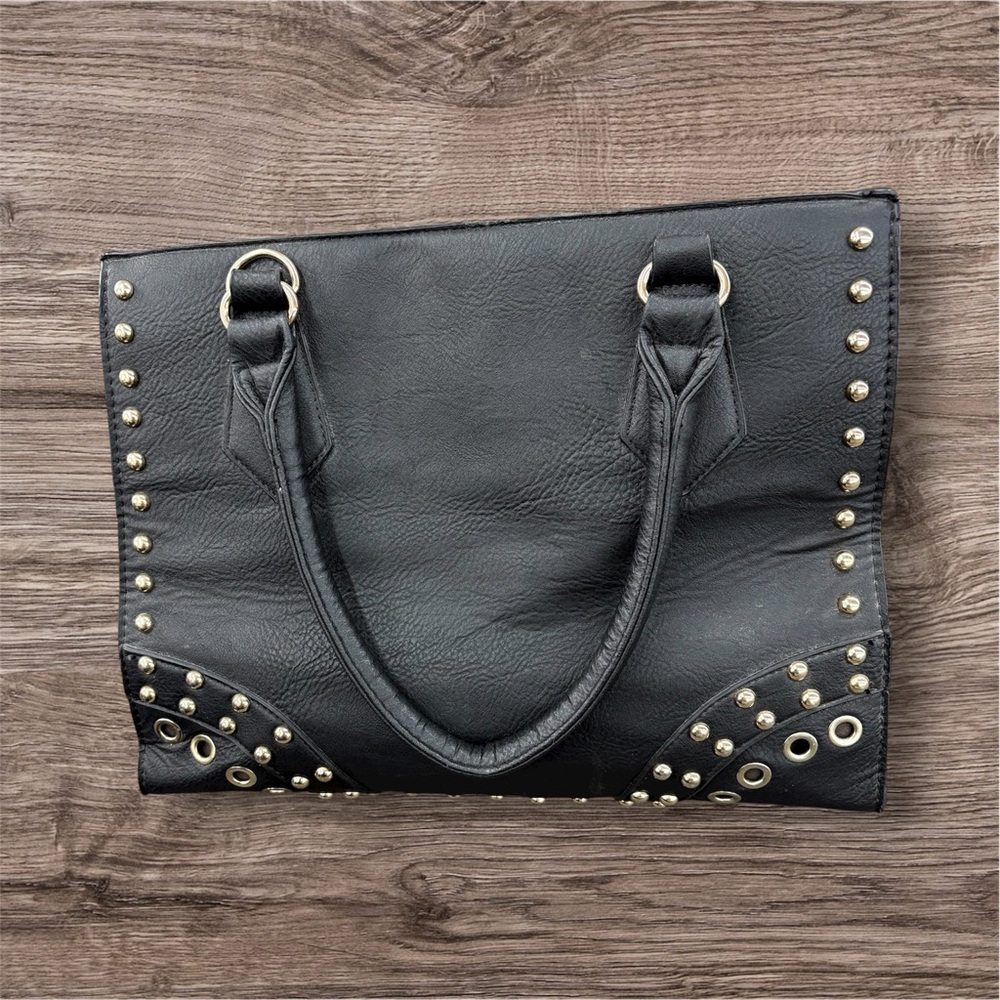 Black Studded  faux leather Tote Bag